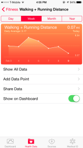Health App's "Distance" Screen