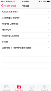 The iOS Health App's "Fitness" Categories