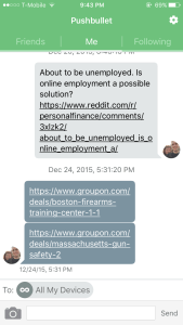 Screenshot of Pushbullet